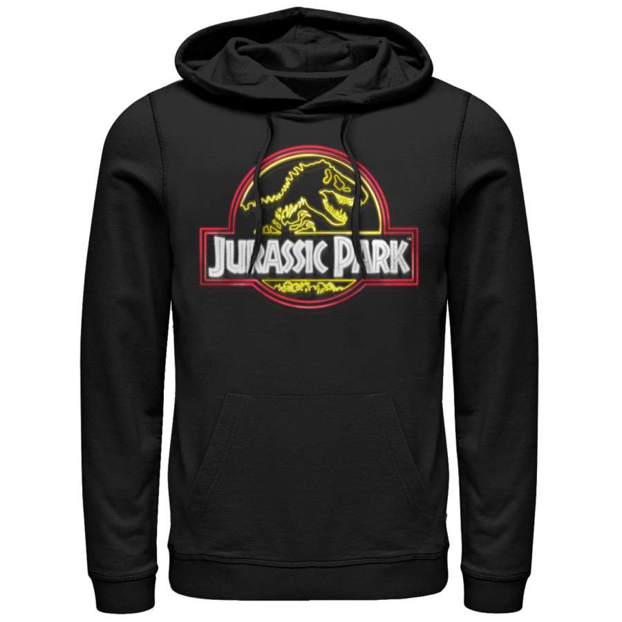 Jurassic Park Men’s Neon T Rex Logo  Lightweight Hoodie