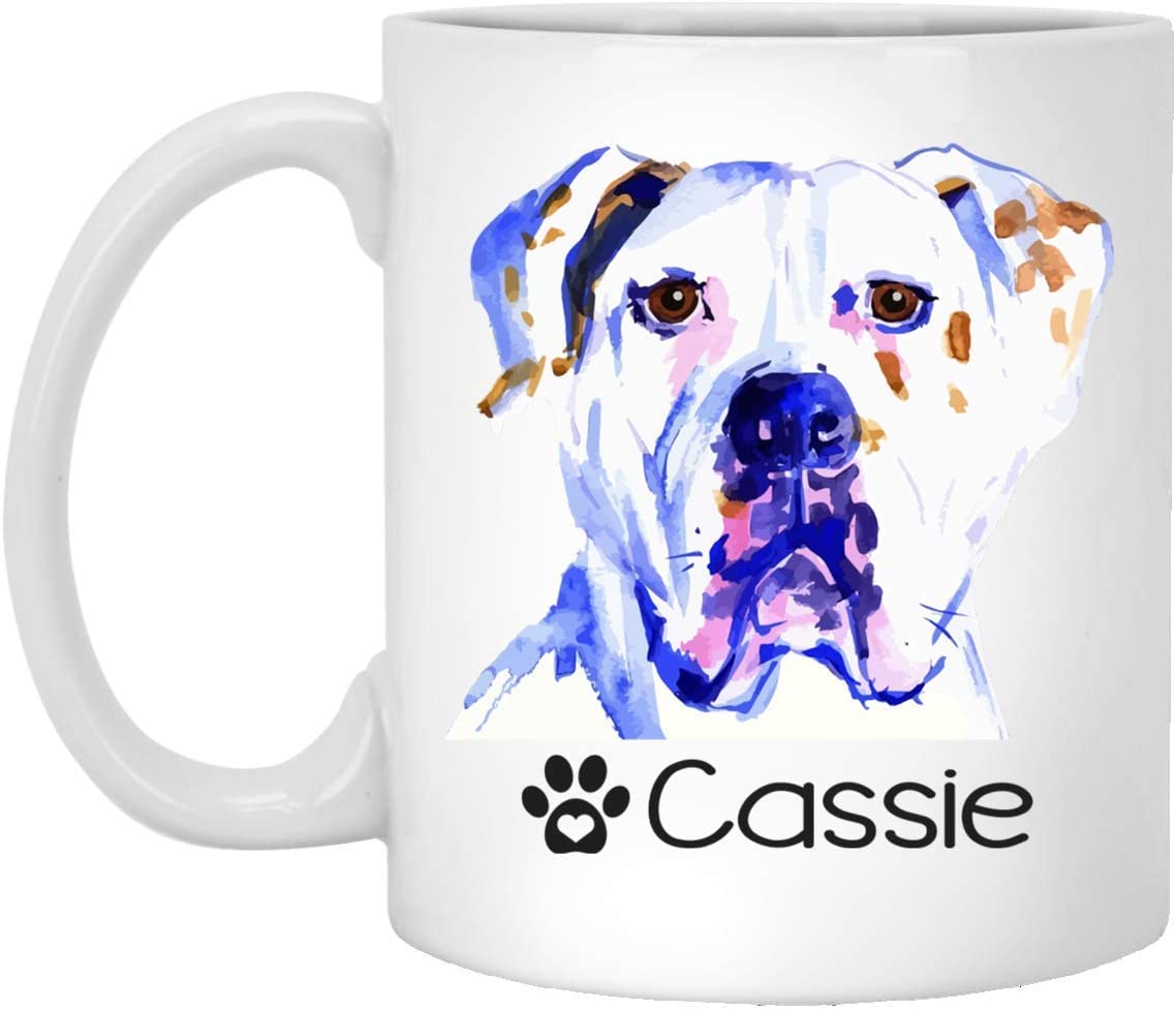 Personalized American Bulldog Dog Mug – Pet Owner Gifts For Women – Gifts For Dog Lover – American Bulldog Mom Dad Mugs – Dog Cups 11Oz