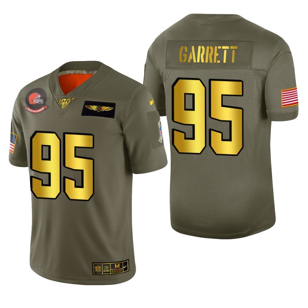 Cleveland Browns Myles Garrett 2019 Salute To Service NFL 100 Mens Jersey Metallic