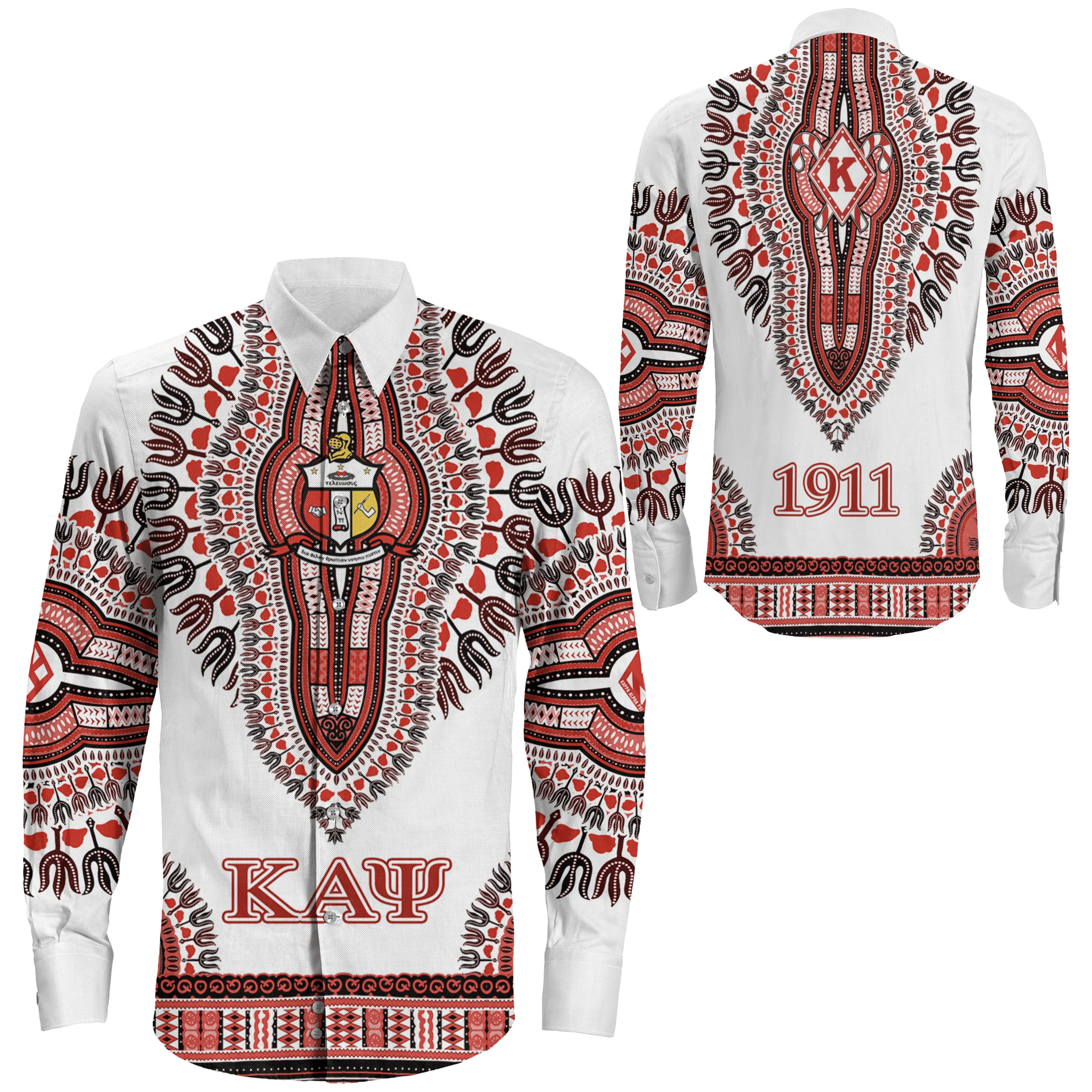 Wonderprint Shirt Kappa Alpha Psi Dashiki Long Sleeve Button Shirt Lt10