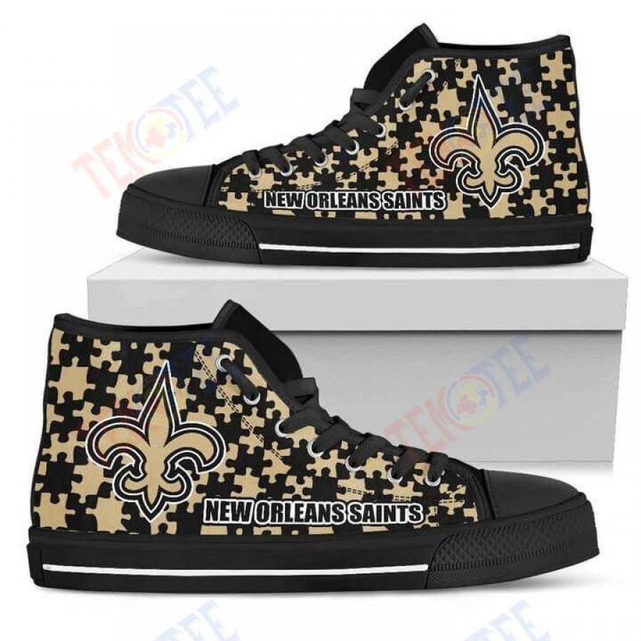 Mens Womens Puzzle Logo With New Orleans Saints High Top Shoes TMT549