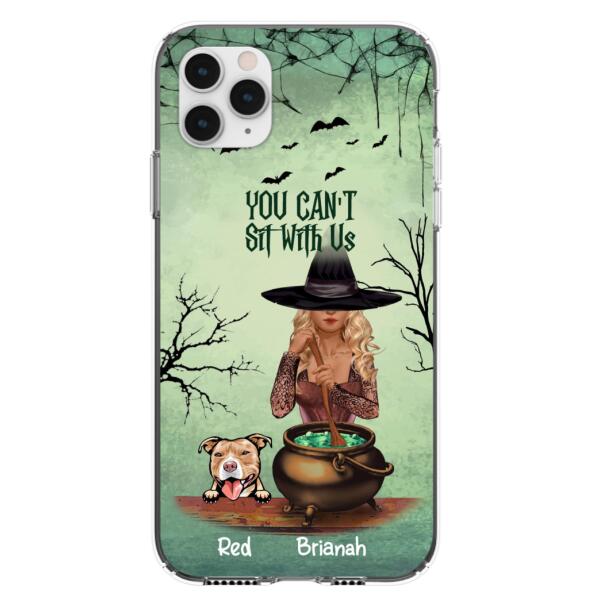 Custom Personalized Dog And Witch Phone Case – Upto 4 Dogs – You Can’T Sit With Us –  Phone Case For Iphone And Samsung