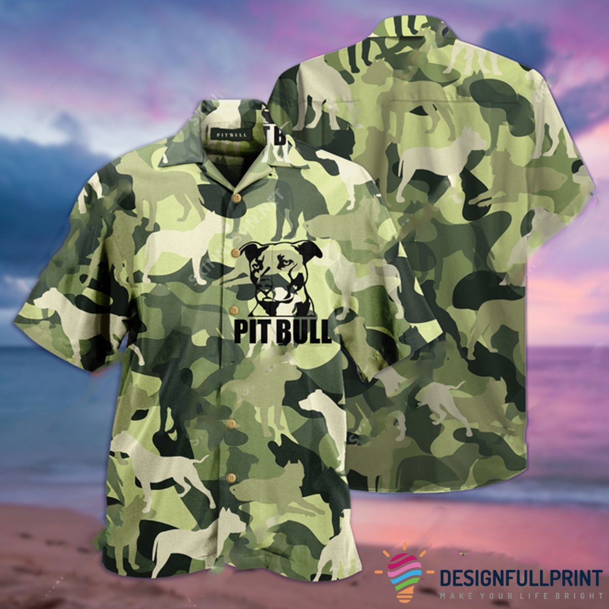 Pit Bull Camouflage Unisex Tropical Shirt Hawaii For Men Ln Ha53028