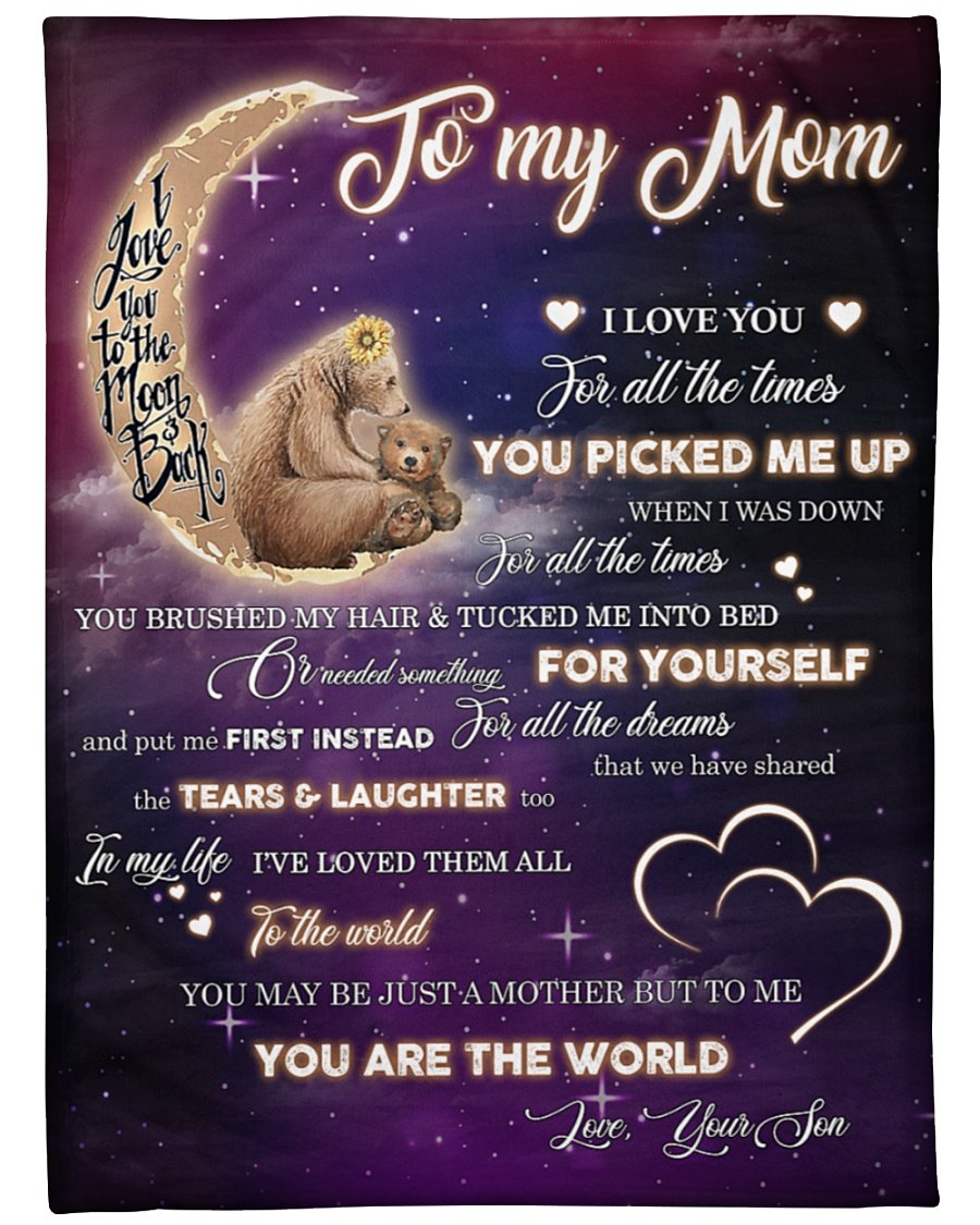 To My Mom You Are The World, Blanket, Mother’s Day Gift From Son To Mom, Thank You Gifts For Mother’s Day, Home Decor Bedding Couch Sofa Soft and Comfy Cozy