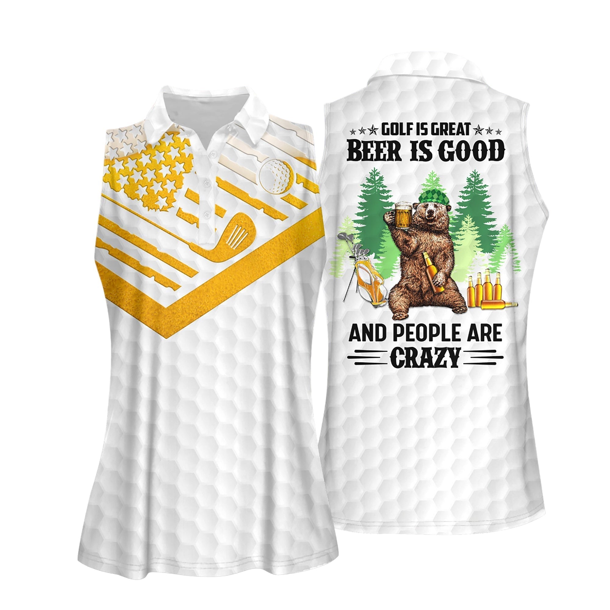 Golf Is Great Beer Is Good Women Short Sleeve Polo Shirt Sleeveless Polo Shirt