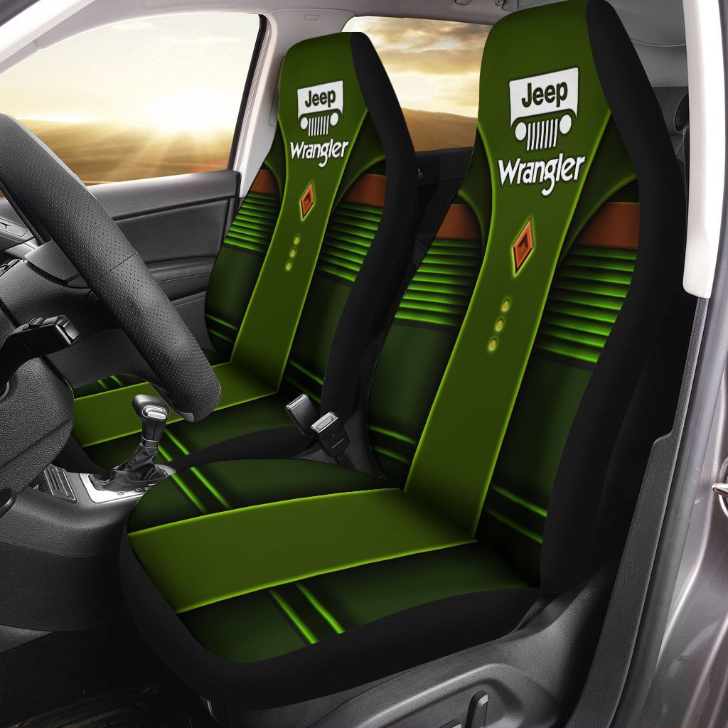 Jeep Wrangler Car Seat Cover (Set Of 2) Ver 16 (Green)