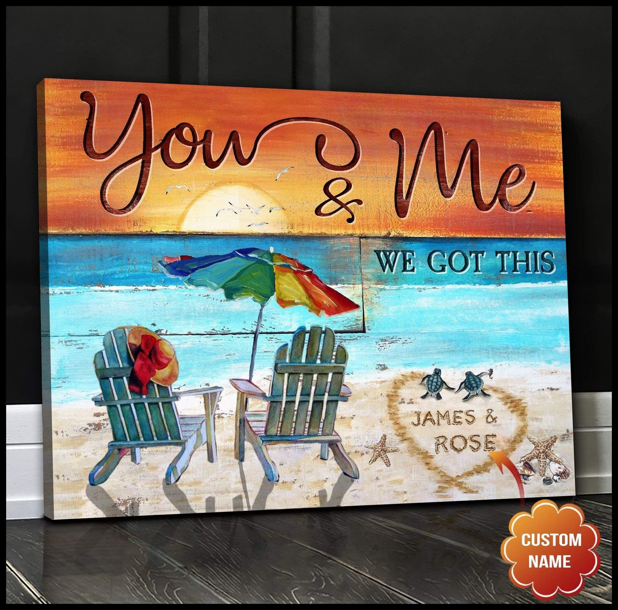 You And Me Turtle Custom Wall Art Canvas Gift For Family, Wall Art Decor, Canvas Print, Home Decor