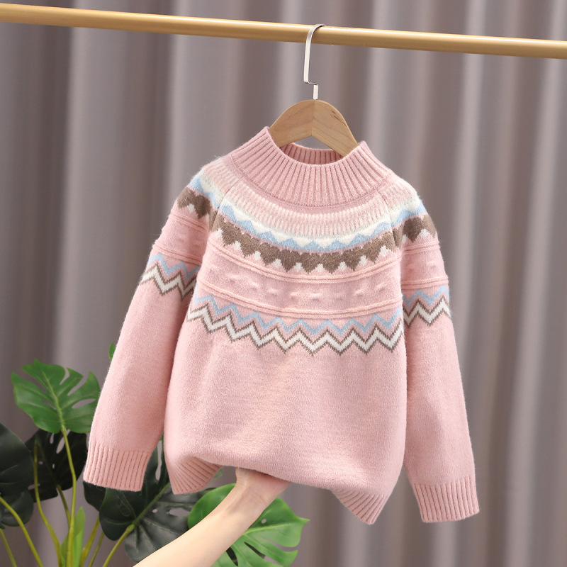 2021 Ins New Fashion Girls Sweaters Winter Knit Seaters Children Thick Sweater alx