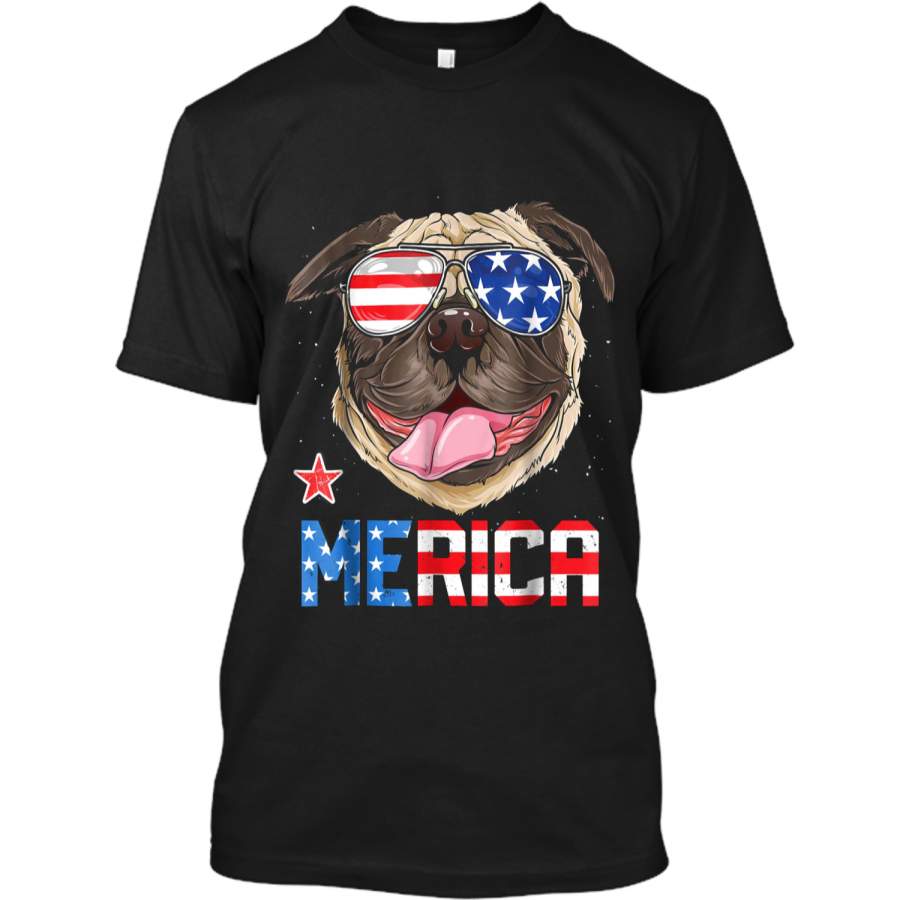 Pug Merica 4th of July T shirt Men Kids Boys Girls Dog Puppy Custom Ultra Cotton