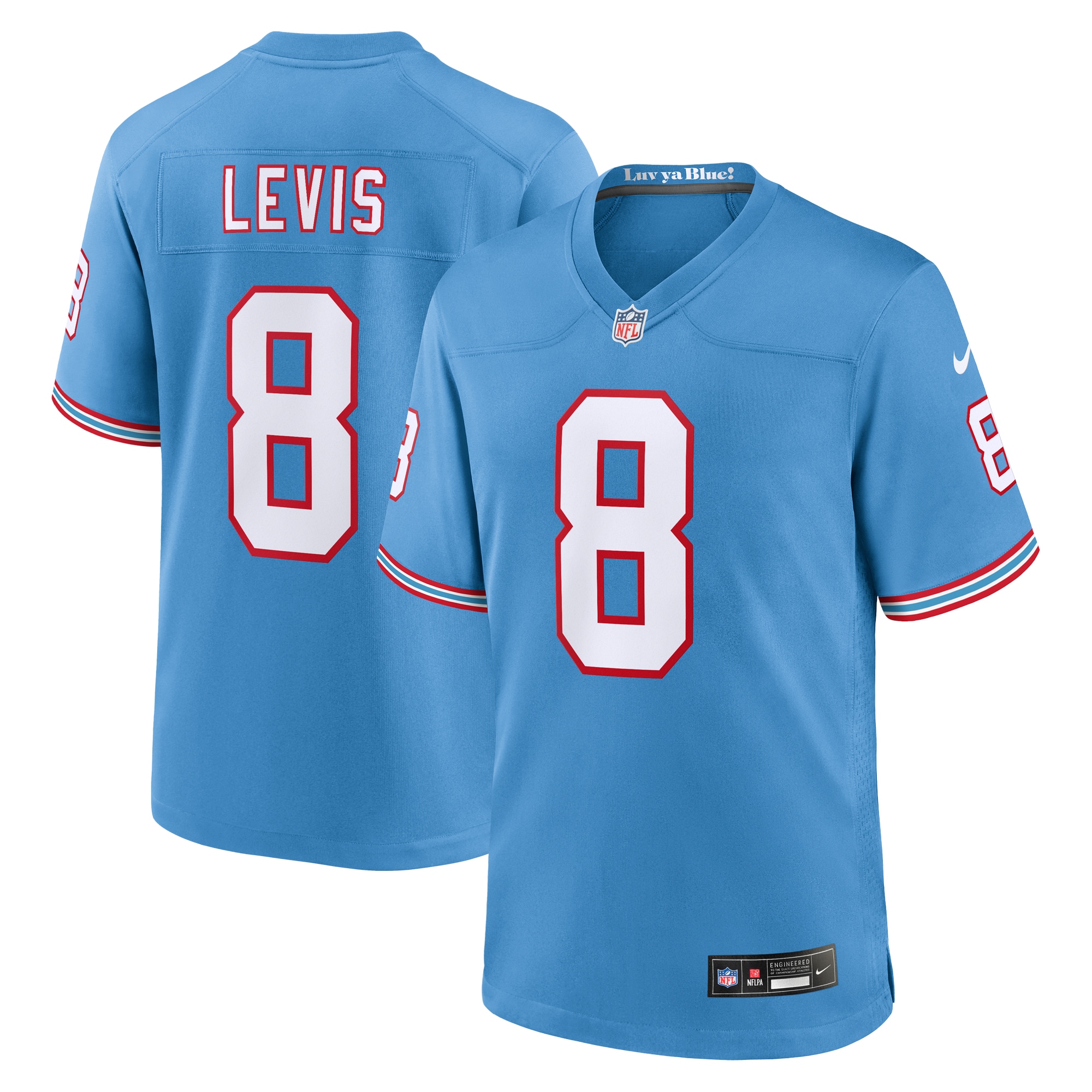 Will Levis Tennessee Titans Oilers Throwback Player Game Jersey – Light Blue