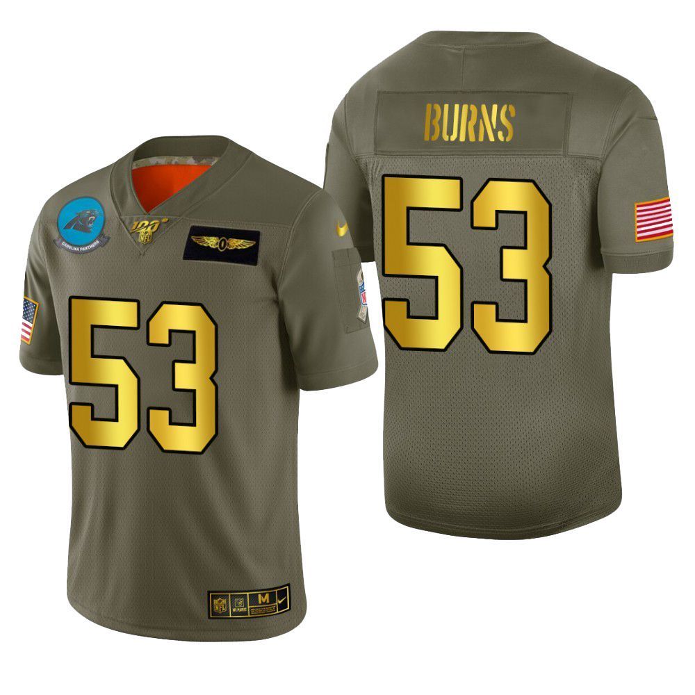 Carolina Panthers Brian Burns 2019 Salute To Service NFL 100 Mens Jersey Metallic