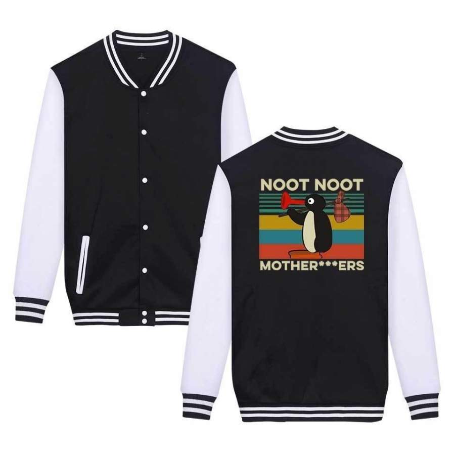 NOOTNOOT Men Baseball Jacket Creative Penguin Ball Hoodie Men’s Baseball Shirts Long Sleeves Jacket