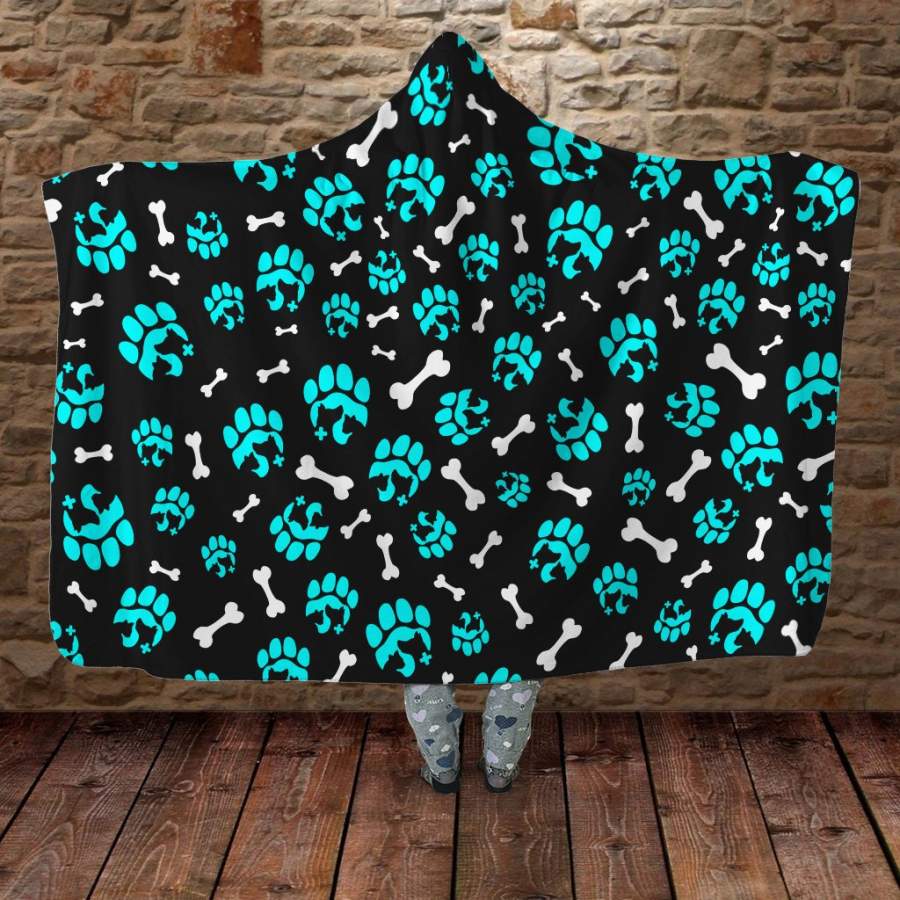 Vet Tech Animals Paw And Bone Hooded Blanket