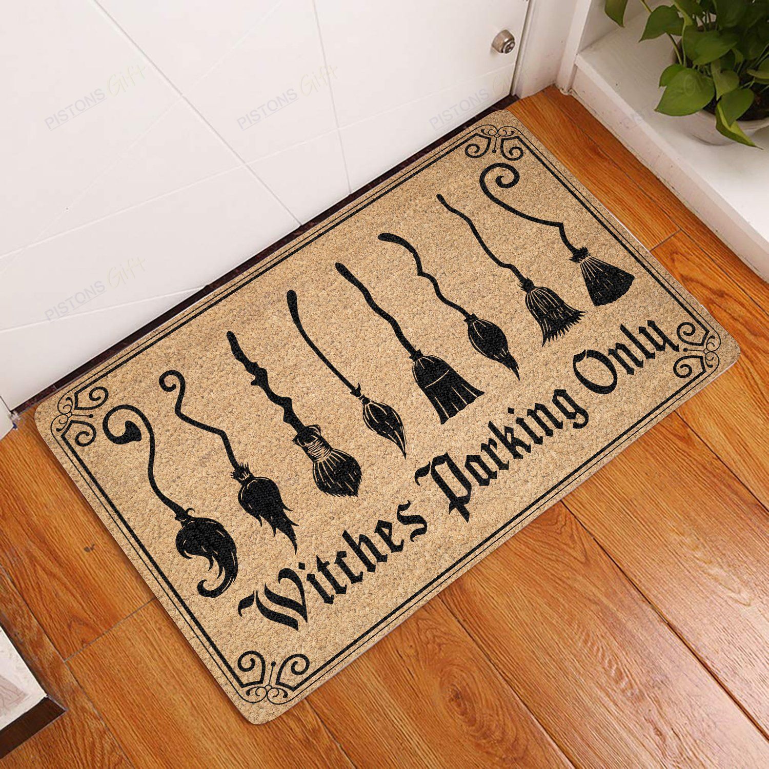 Witches Parking Only Coir Pattern All Over Printing Doormat