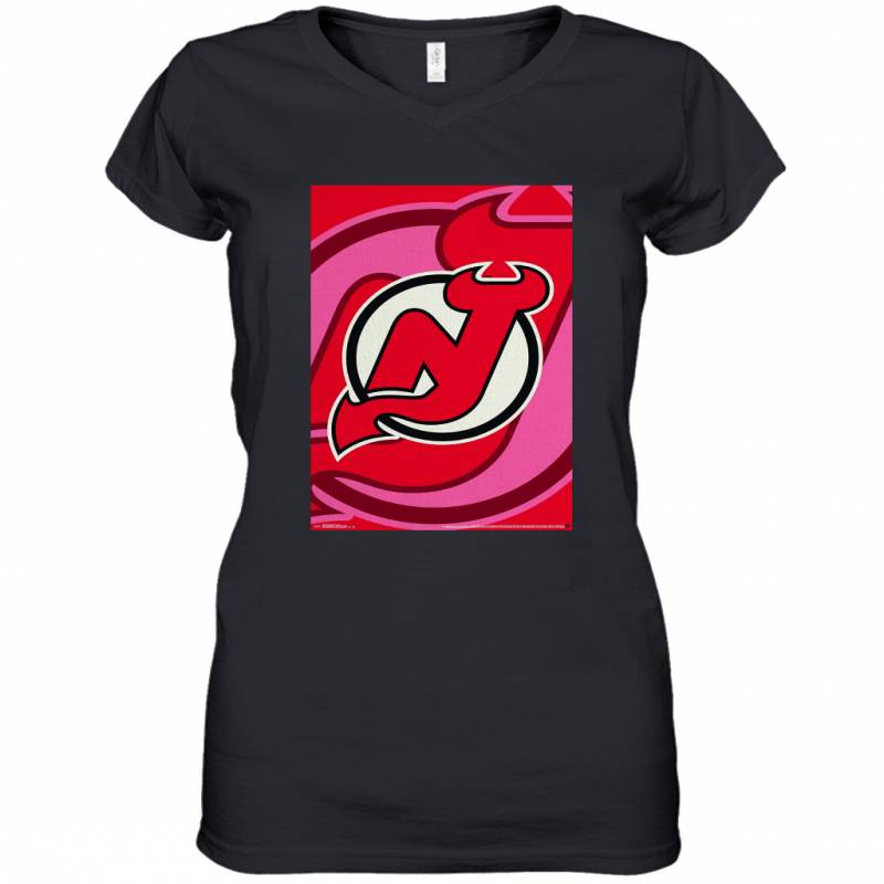 International New Jersey Devils Logo Wall Women’s V-Neck T-Shirt