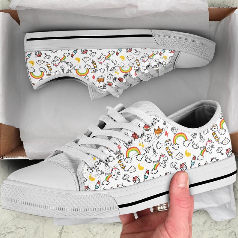 The Kawaii Mini Doodle Light Low Sneaker, Cute, Unicorn, Anime, Fox, Kawaii Grunge, Alternative Girls, Otaku Girls