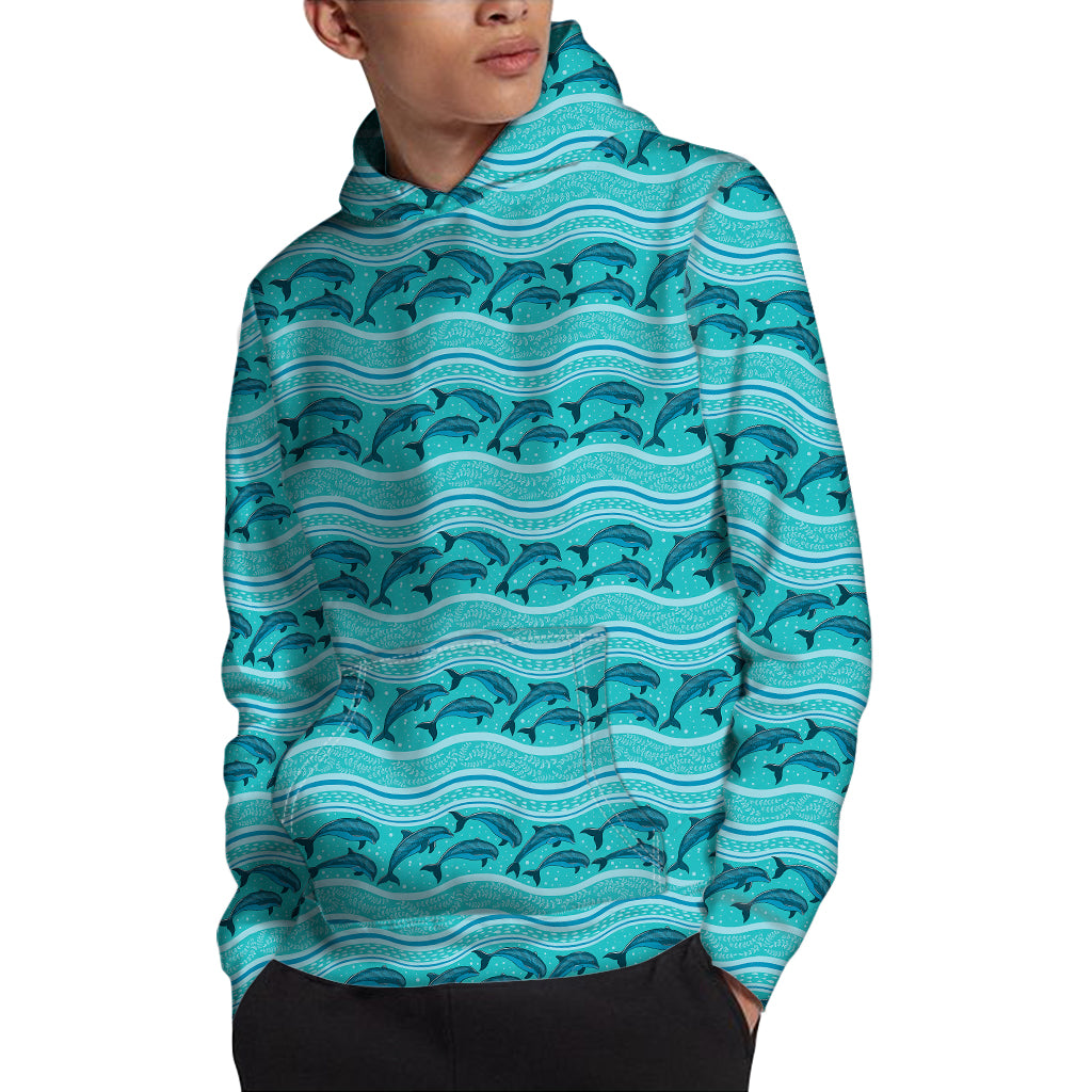 Boho Dolphin Pattern Print Pullover Hoodie