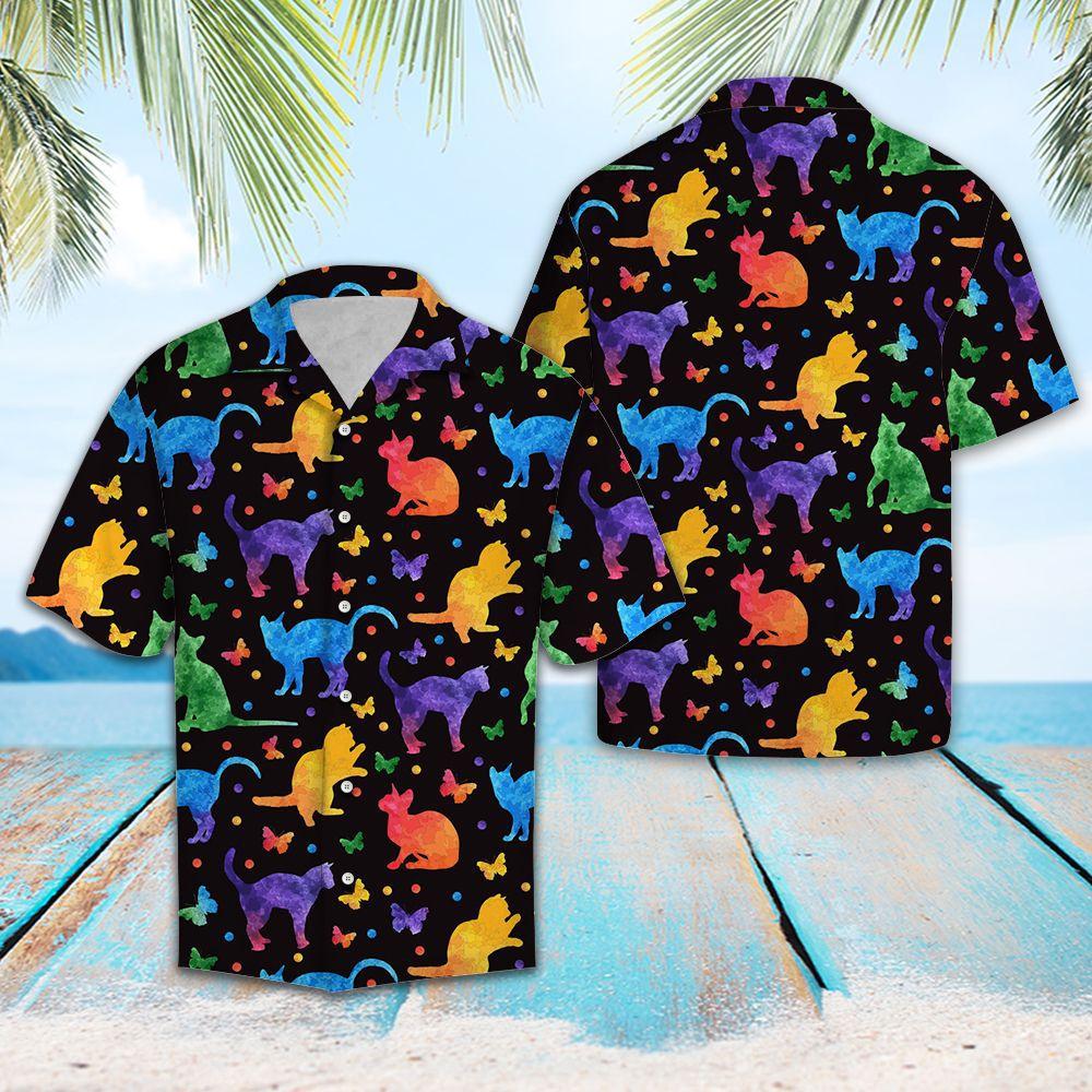 Colorful Cat Hawaii Shirt For Men Women Ha93315