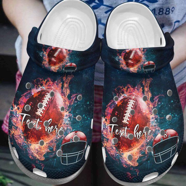 American Football Personalized Personalize Clog, Custom Name, Text, Fashion Style For Women, Men, Kid, Print 3D Fire