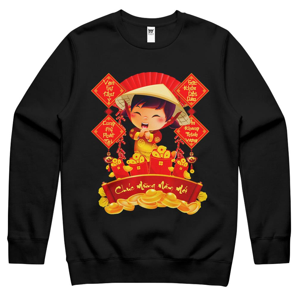 Girl Chuc Mung Nam Moi Vietnamese Lunar New Year Tiger 2022 Crewneck Sweatshirt