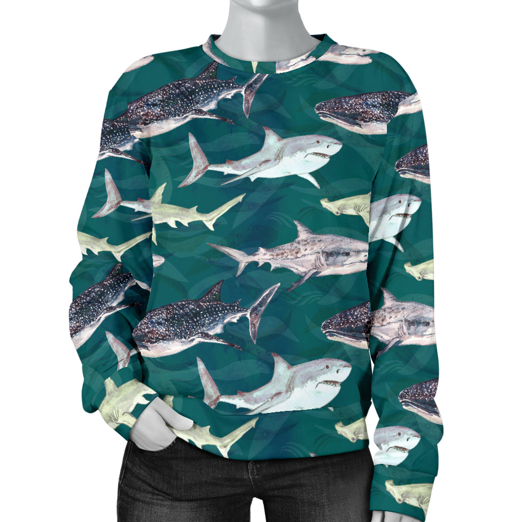 Shark Style Print Women Long Sleeve Sweatshirt