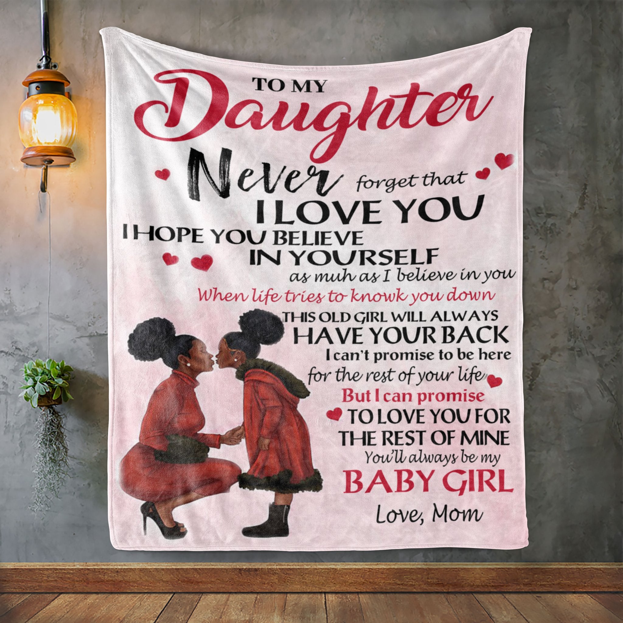 To My Black Daughter From Mom Fleece Blanket, Birthday Gift For Daughter, Christmas Gift For Daughter, Gift For Black Daughter Blanket