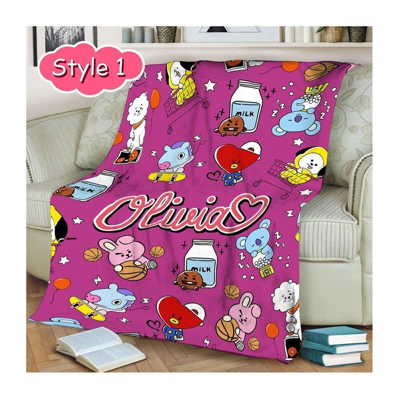 Personalized Cute Animals Blanket Birthday Gifts, Animals Blanket With Name