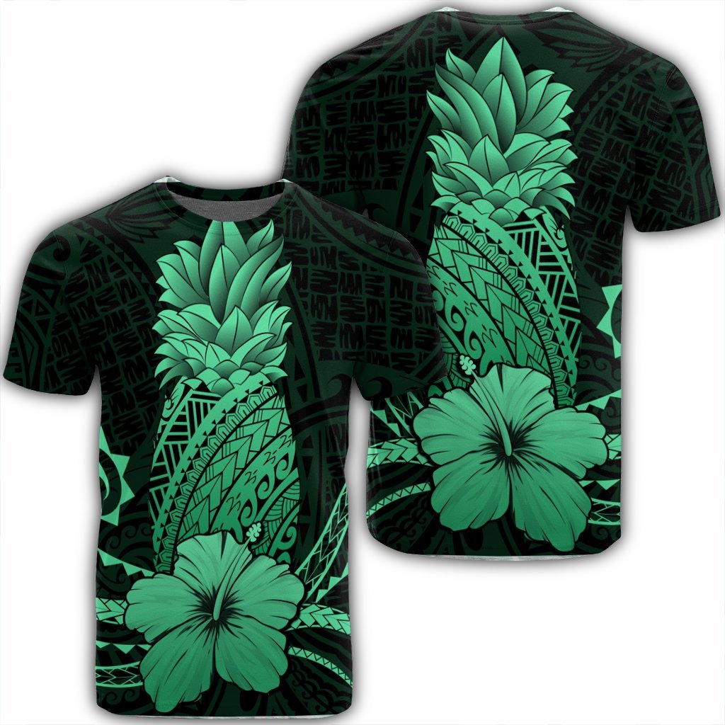 Hawaiian Polynesian Pineapple Hibiscus Green Ah Ha4846