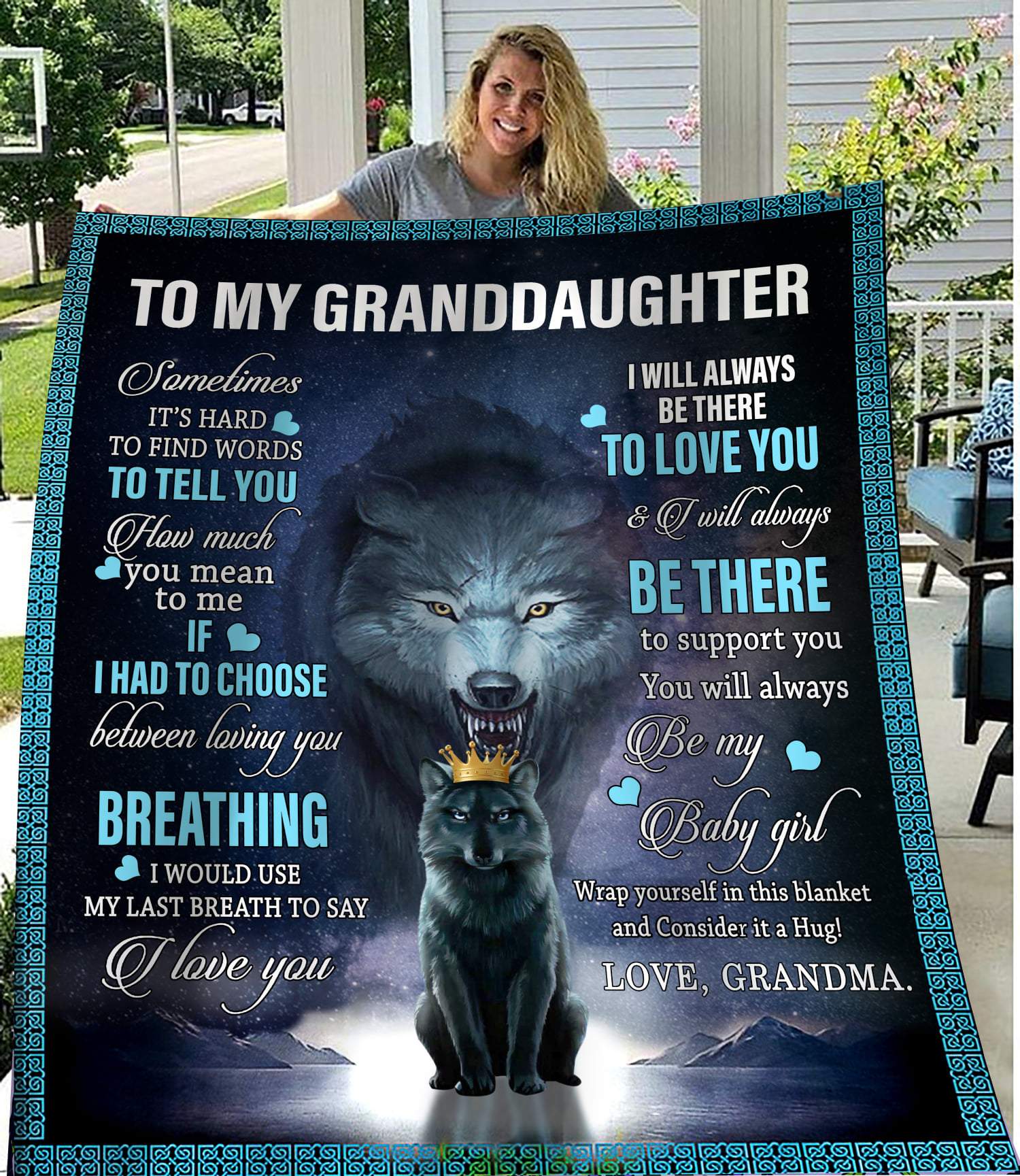 To My Granddaughter Wolfs Fleece Blanket