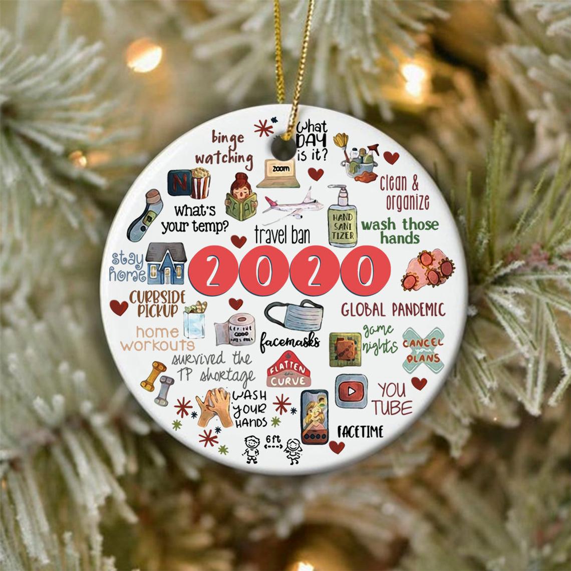 2020 Memories Round Ceramic Ornament, Pandemic Ornament, Christmas Decoration