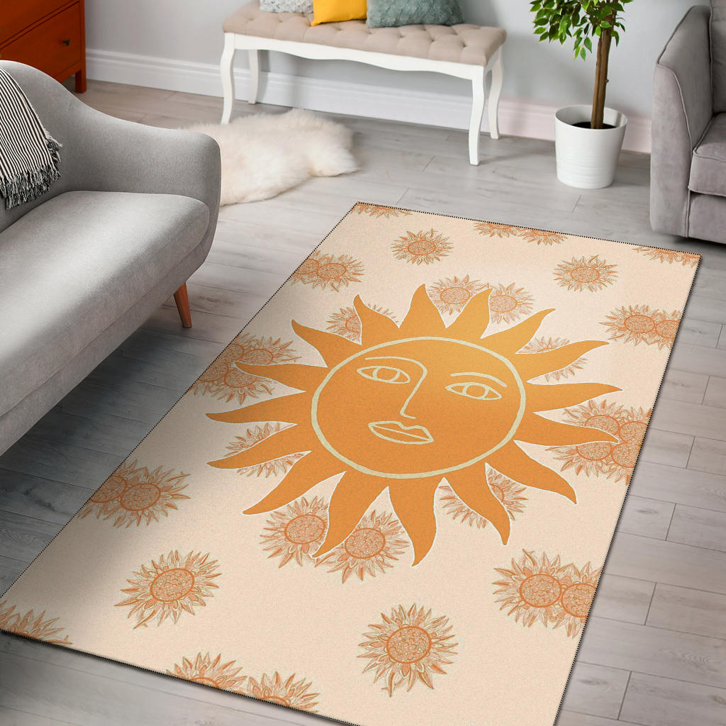 Yellow Astrology Shape Sun Floral Sun Patterns Area Rug Home Decor Nt091306