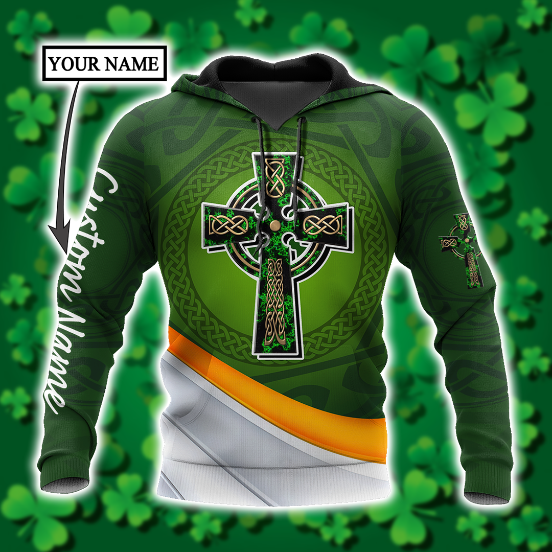 Personalized Custom Name Saint Patrick’S Day Shirt, St. Patrick’S Day 3D Shirt, Celtic Cross Shirt