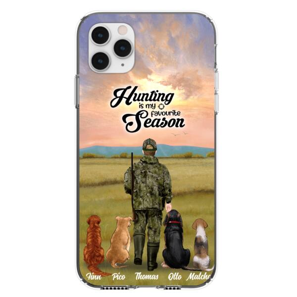 Custom Personalized Hunting Phone Case – Man/Woman With Upto 4 Dogs – Phone Case For Iphone And Samsung – 4168Ok