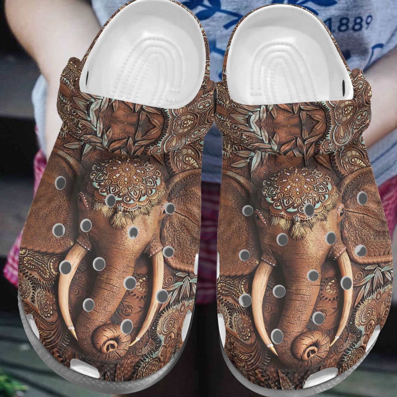 Elephant Personalized Clog, Custom Name, Text, Color, Number Fashion Style For Women, Men, Kid, Print 3D Wooden Elephant