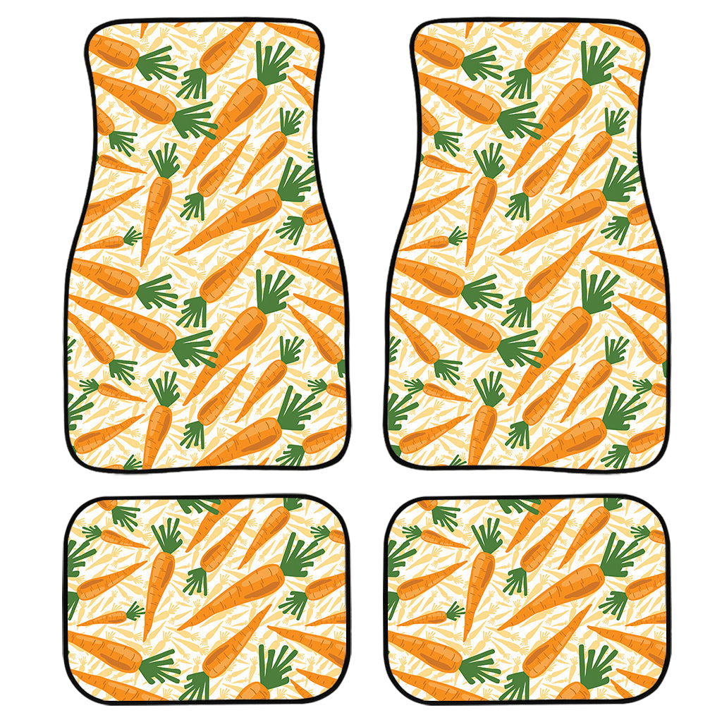 Orange Carrot Pattern Print Front And Back Car Floor Mats, Front Car Mat