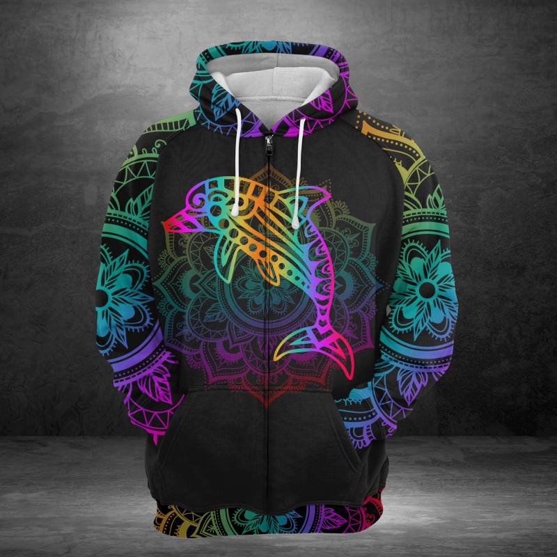 Dolphin All Over Print Zip Hoodie G512