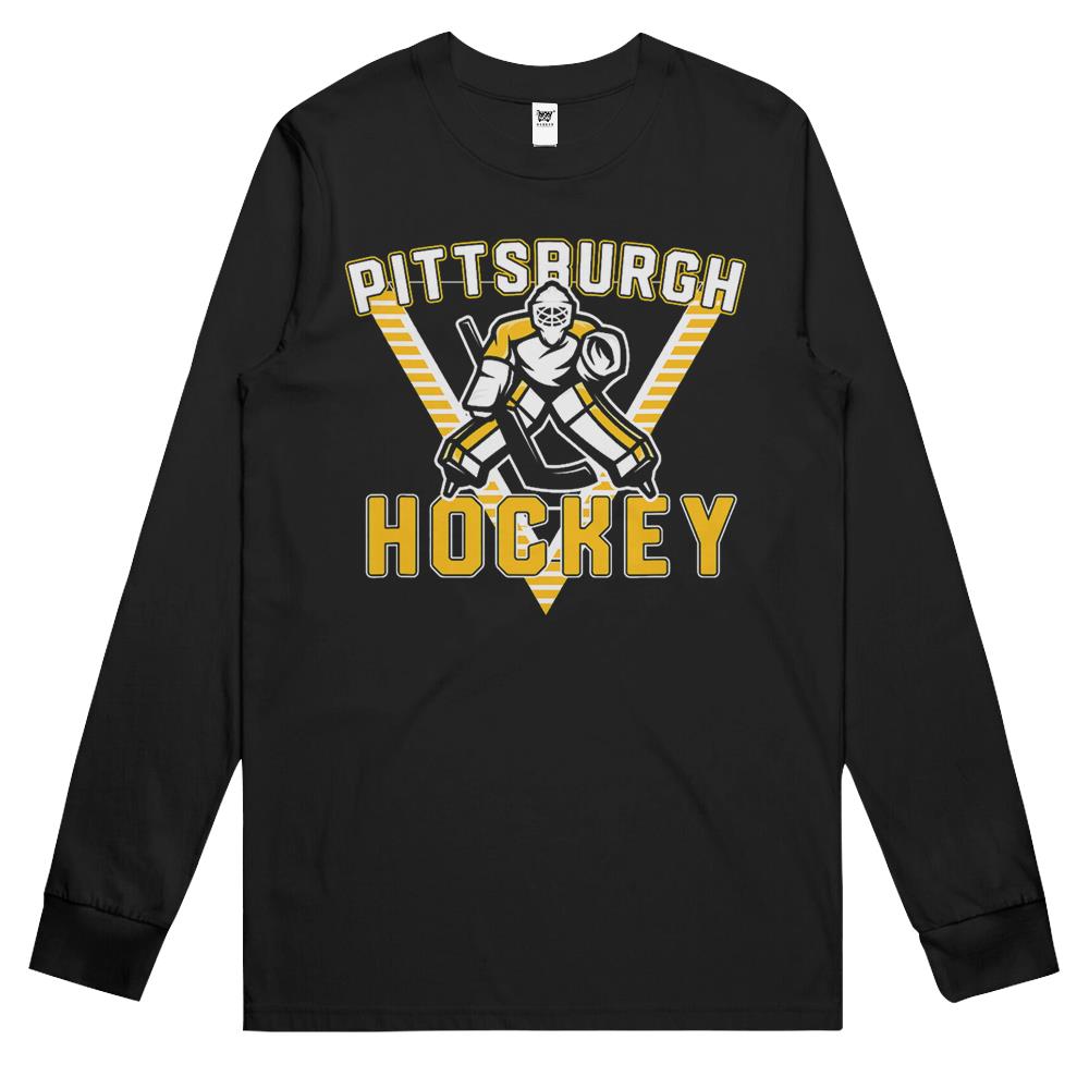 Old School Pittsburgh Hockey Retro 90S Long Sleeve T Shirts