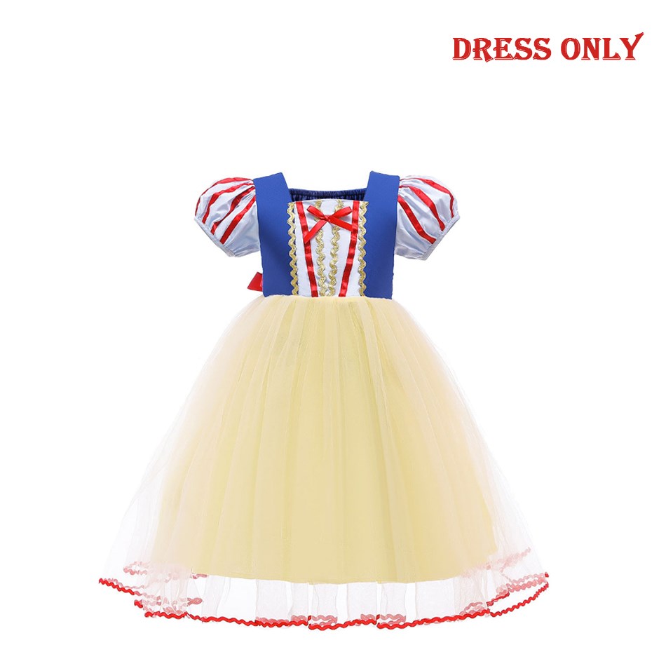 Baby Girl Snow White Dress Children Princess Luxury Fancy Striped Gown Birthday Party Flash Tiered Bowknot Cosutme for 3-10Years alx