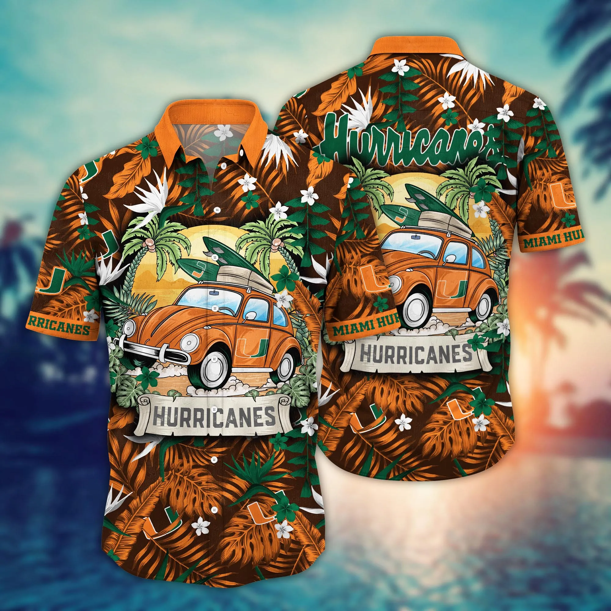 Miami Hurricanes NCCA Hawaiian Shirt Sunningtime Aloha Shirt