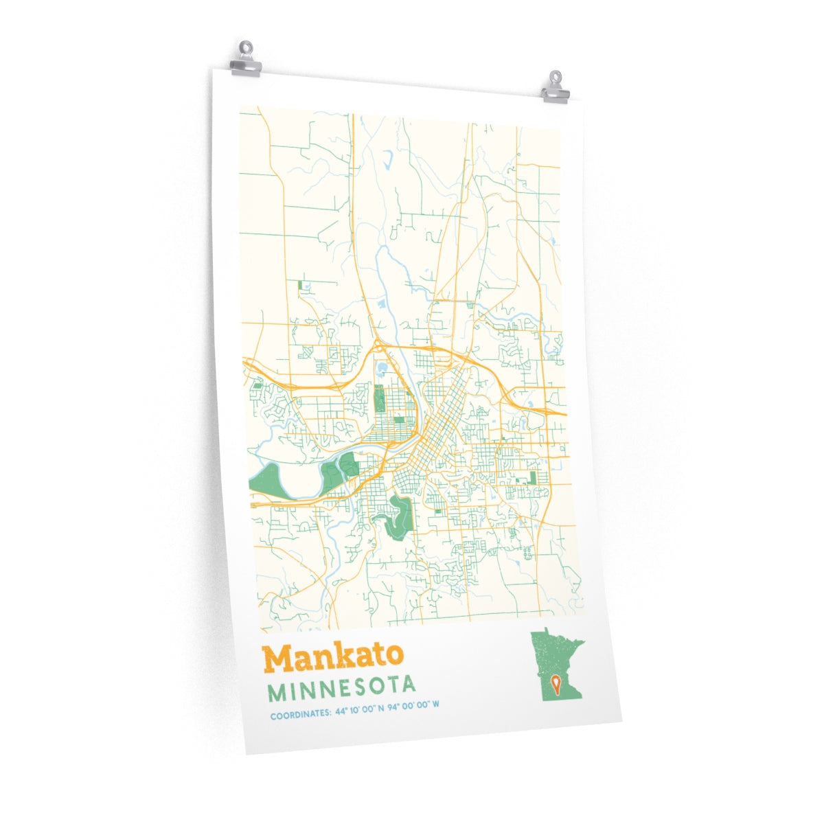 Mankato Minnesota City Street Map Poster – MrDad Store