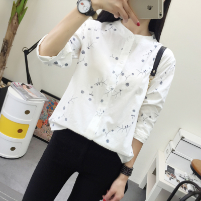 Spring Summer Shirt Flower Print Long Sleeve Women Blouses Female Casual Shirts Students Fresh Chic Tunic Tops Blusas femininas alx