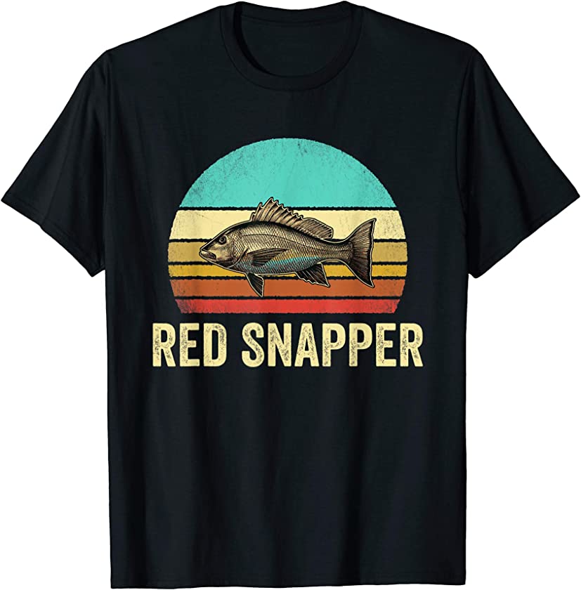 Vintage Red Snapper Shirt Fish Sunset