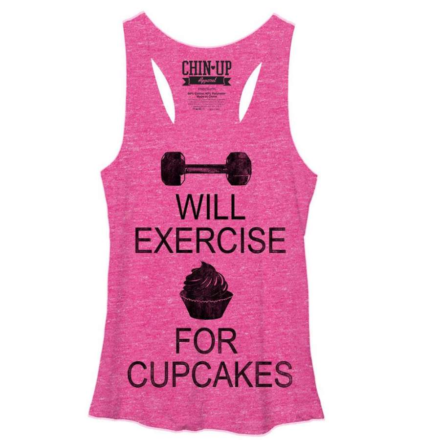 CHIN UP Women’s Cupcake  Racerback Tank Pink Heather