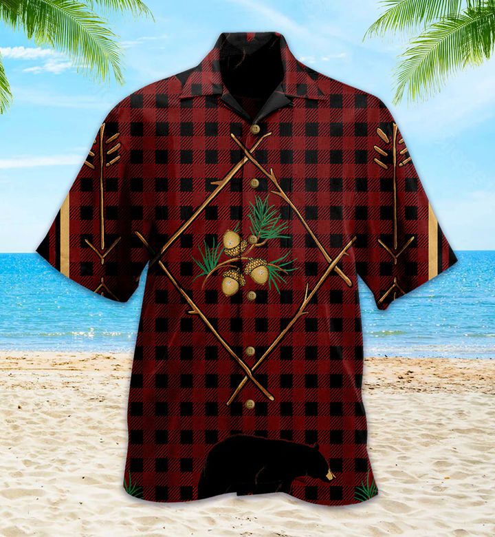 Red Plaid Bear Hawaii Shirt Ha17151