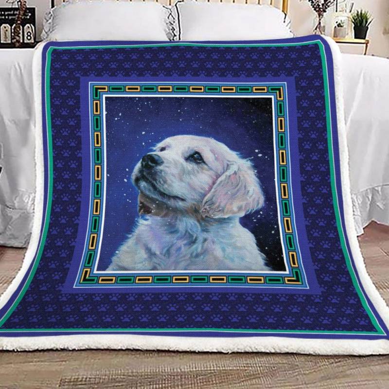 White Golden Retriever Puppy In The Night Sky DN1401023S Sherpa Fleece Blanket