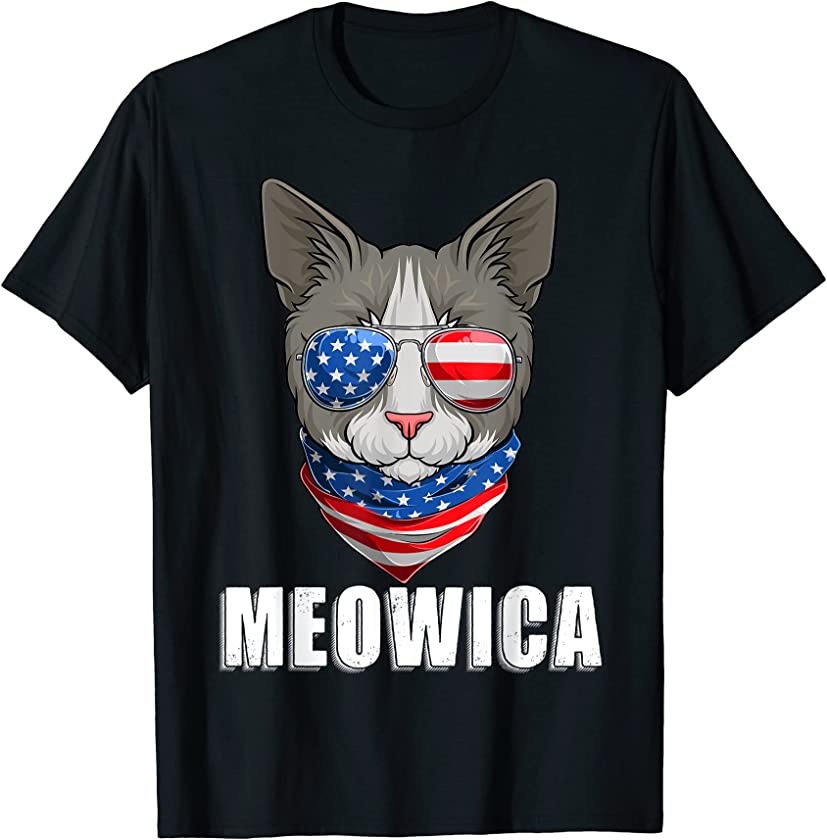 Cat 4th of July Kitten American Flag USA T-Shirt