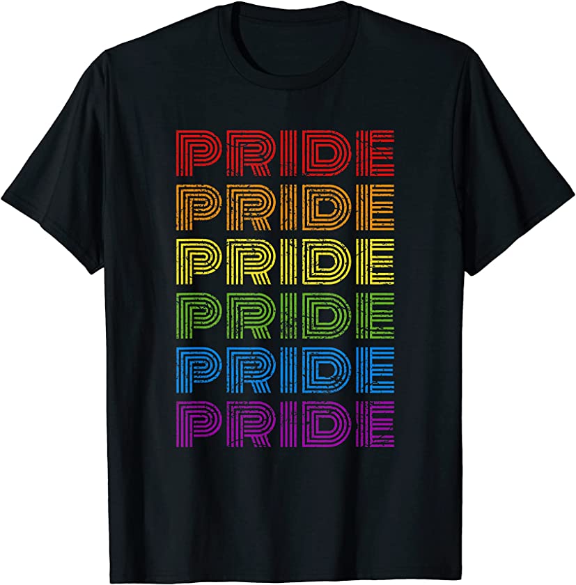 Vintage Retro Gay Pride Month Rainbow Flag Shirt Pride T-Shirt