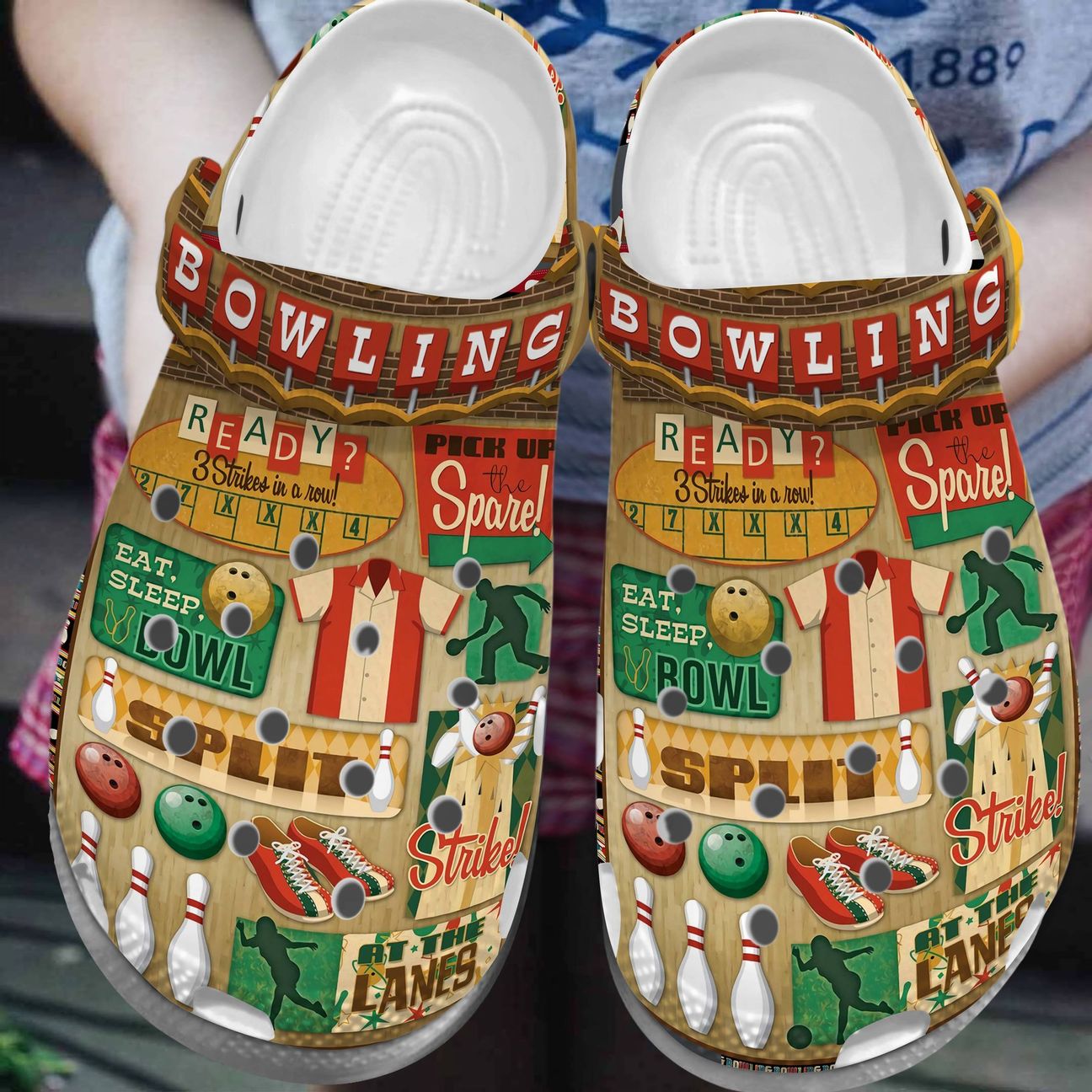 Bowling Personalized Clog, Custom Name, Text, Color, Number Fashion Style For Women, Men, Kid, Print 3D At The Lane