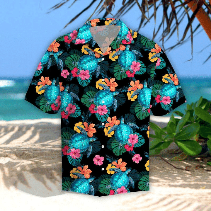 Turtles Hibiscus Tropical Hawaii Shirt 131 Aloha Shirts Ha59979