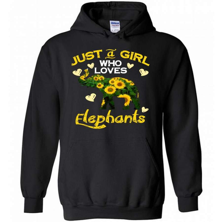 Just A Girl Who Loves Elephants, Floral Design – Gildan Heavy Blend Hoodie